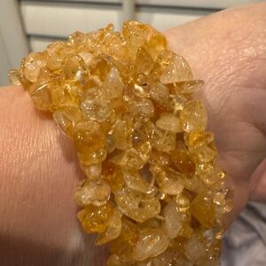 Gold Citrine Chip Stretch Bracelet - Women Jewelry